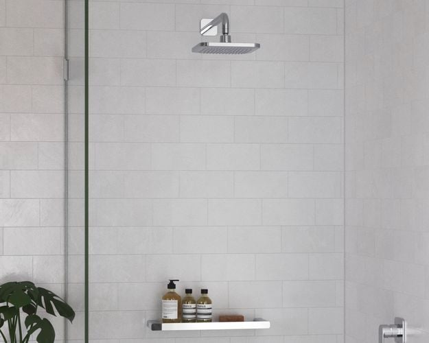 Closeup of  a  shower in a bathroom,