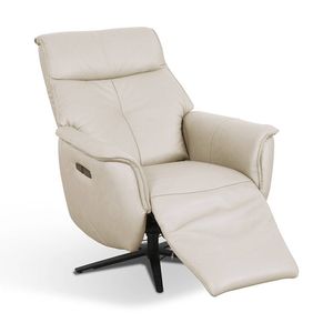 1825 Interiors Vance Leather Recliner Powered Swivel Chair Furniture Alabaster