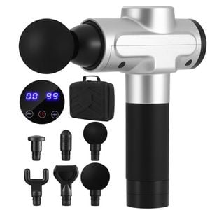 Everfit Massage Gun 30 Speed 6 Heads Vibration Muscle Massager Chargeable Silver