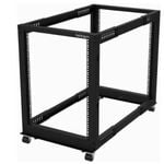 StarTech.com 4-Post 15U Mobile Open Frame Server Rack, 19" Network Rack with Casters, Rolling Rack for Computer/AV/Data/