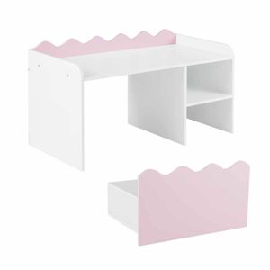 Costway Kid Scalloped Bookshelf Toy Storage Organizer Flip-up Pink