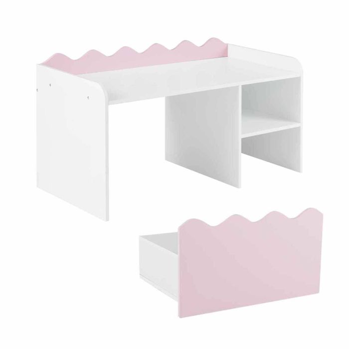 Costway Kid Scalloped Bookshelf Toy Storage Organizer Flip-up Pink