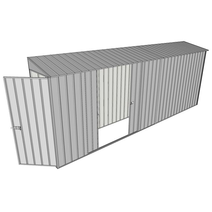 Build-a-Shed 0.8 x 5.2 x 2m Hinged Door Tunnel Shed with Double Sliding Side Doors - Zinc