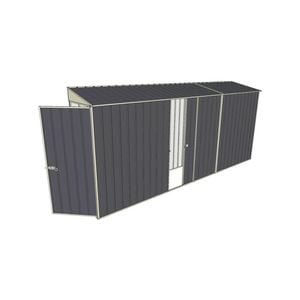 Build-a-Shed 0.8 x 4.5 x 2m Skillion Single Hinged Door Shed with Single Sliding Side Door - Grey