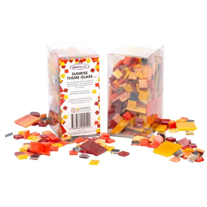 Mandala Art 500g Assorted Size Sunrise Theme Mosaic Glass Tiles