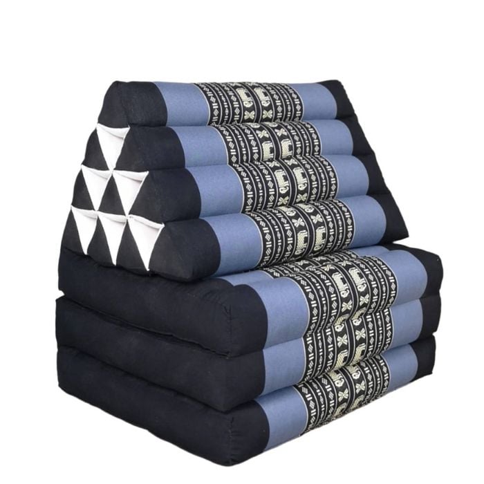 Large Thai Triangle Pillow - 3 Fold Floor Cushion | Handmade Thai Lounge Mat & Backrest | 100% Kapok Filled