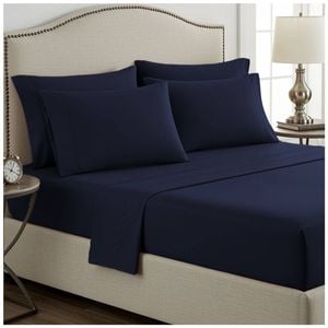 Grosvenor House 400TC Plain Dyed Bamboo Cotton Bed Sheet Sets Single Navy Blue