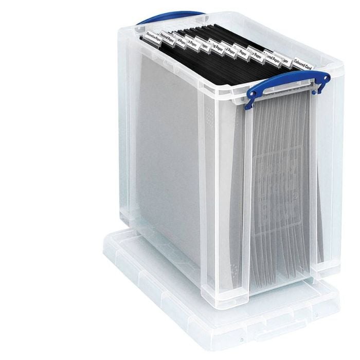 25 Litre Clear Really Useful Box With 10 Suspension Files