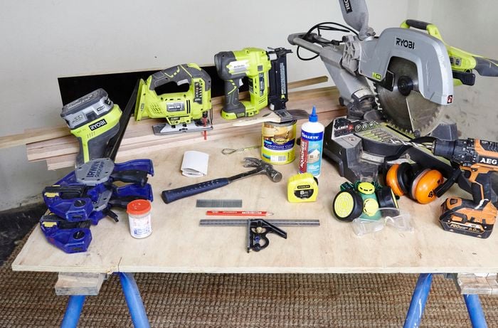 The tools used to create a dog bed