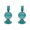 2PK Glass Elle 19cm Taper Stick Candle Holder - Whimsy