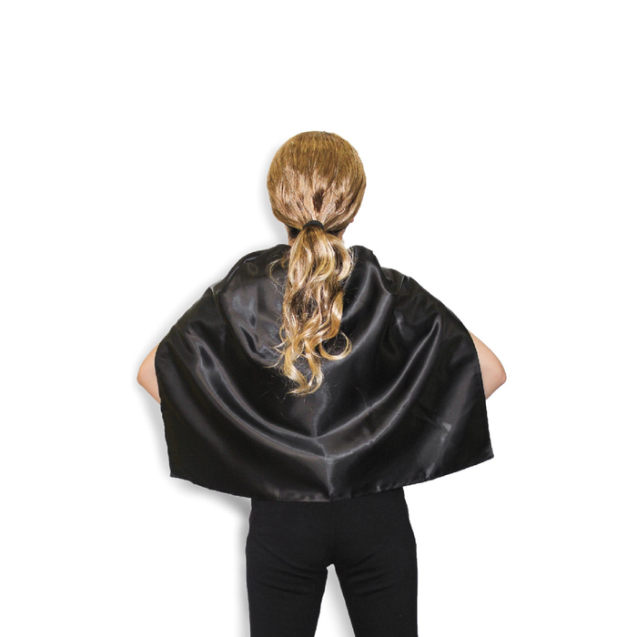 SHORT CAPE Kids Childrens Party Costume Vampire Coat School Team Colours Black