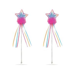 2pk Great Pretenders Multi Pastel Hot Pink Glitter Rainbow Wand Kids Costume Toy
