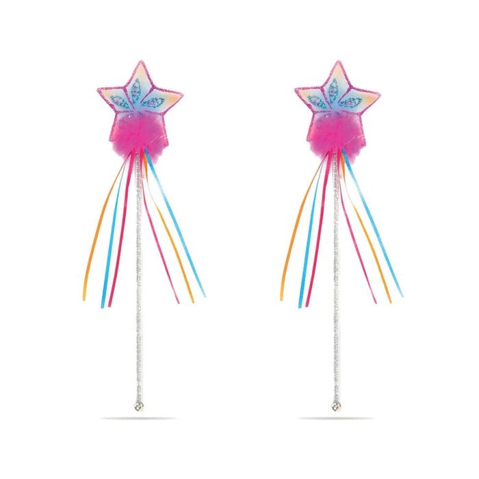 2pk Great Pretenders Multi Pastel Hot Pink Glitter Rainbow Wand Kids Costume Toy
