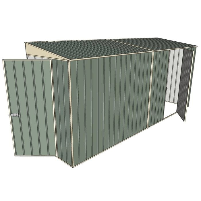 Build-A-Shed 1.2 x 4.5 x 2.0m Tunnel Shed Tunnel Hinged Door with 1 Hinged Side Door - Green