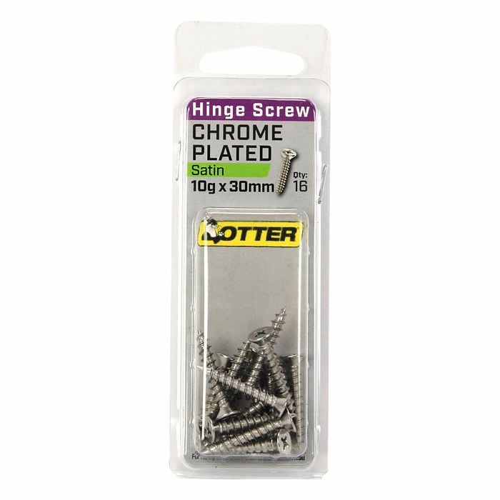 Otter 10 x 30mm Satin Chrome Hinge Screws - 16 Pack