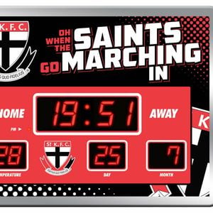 AFL LED Scoreboard Clock - St Kilda Saints - 45x33cm - Time Temp Date
