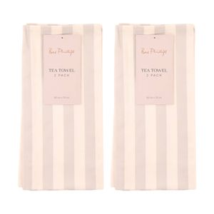 2x 2pc Bas Phillips Printed Linen Looks Tea Towel Set Cotton Natural Stripes