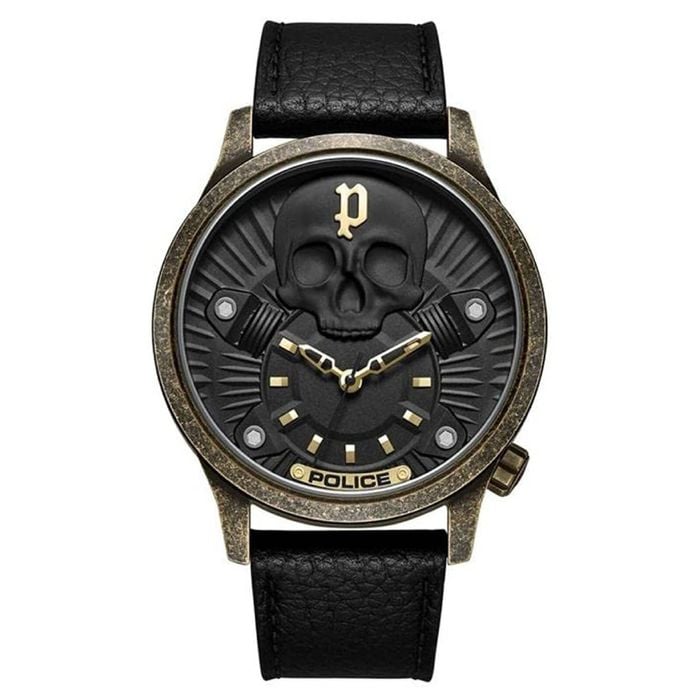 Police Analog Leather Strap Black Dial Men's Watch (pewja2227702)