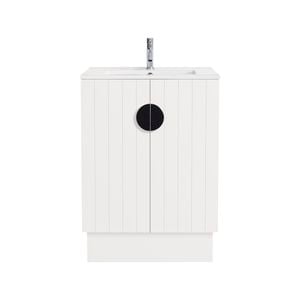 CIBO 600mm White Freshwater Full Height Bathroom Vanity With Black Handle