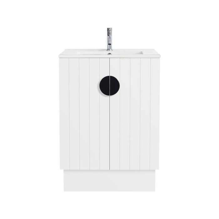 CIBO 600mm White Freshwater Full Height Bathroom Vanity With Black Handle