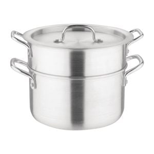 Vogue Aluminium Double Boiler Pan With Lid 240mm Commercial Cookware
