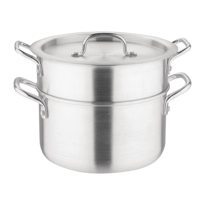 Vogue Aluminium Double Boiler Pan With Lid 240mm Commercial Cookware
