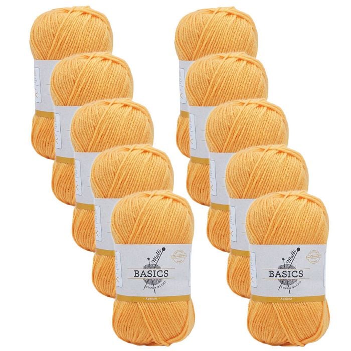 10pk Malli Super Blend Basic Crochet Knitting Yarn 8ply 100g 16x9cm Apricot