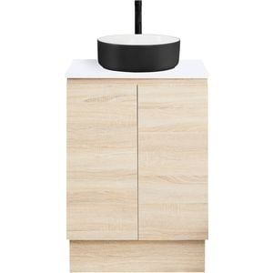 CIBO 600mm Coast Veneer Nordic Full Height Bathroom Vanity With Black And White Basin