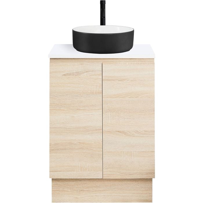 CIBO 600mm Coast Veneer Nordic Full Height Bathroom Vanity With Black And White Basin