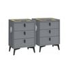Oikiture Set Of 2 Smart Bedside Tables Grey
