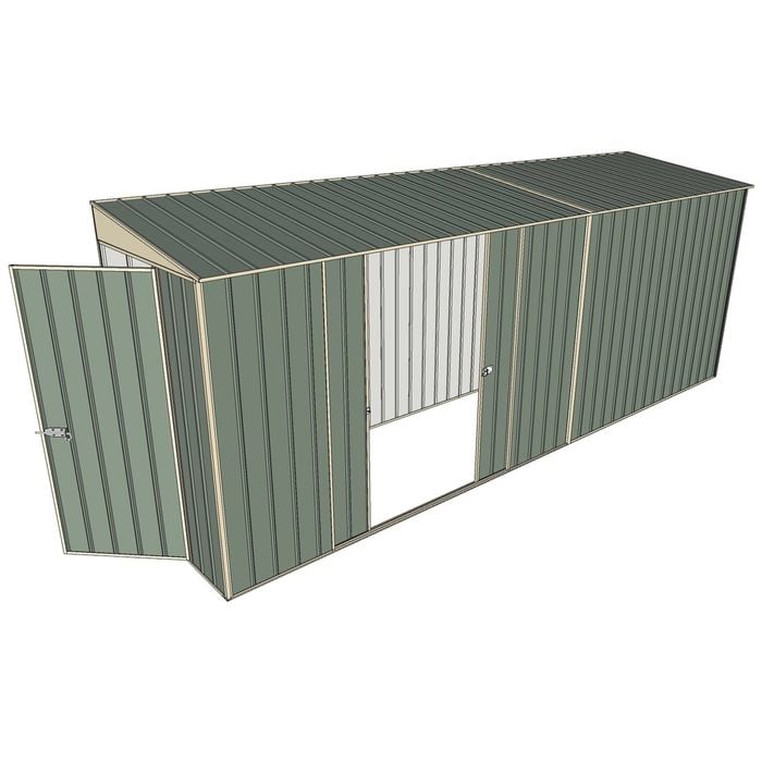 Build-A-Shed 1.2 x 5.2 x 2.0m Tunnel Shed Tunnel Hinged Door with Double Sliding Side Doors - Green