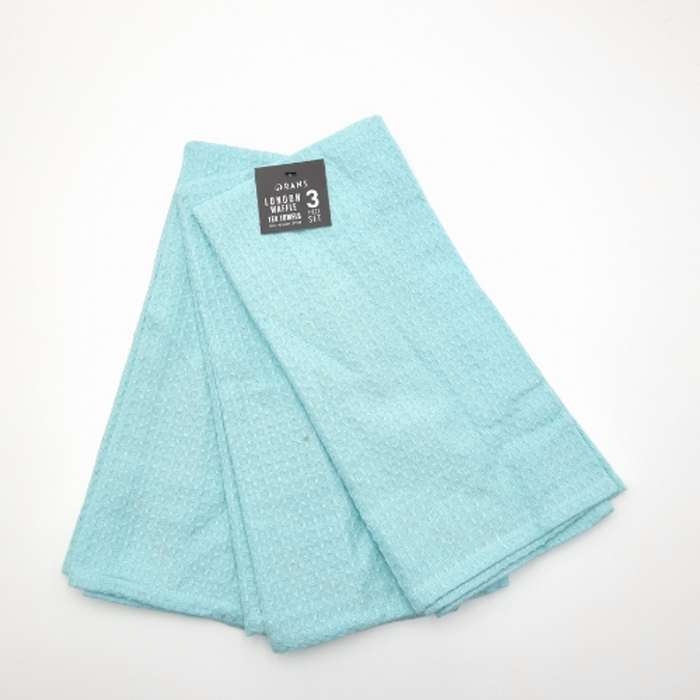 London Waffle 3 Pack Tea Towel - Light Blue