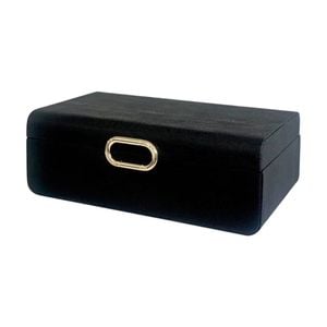 SS Collective Black Decorative Rectangle Box W/ Gold Badge Large 30x18x10cm
