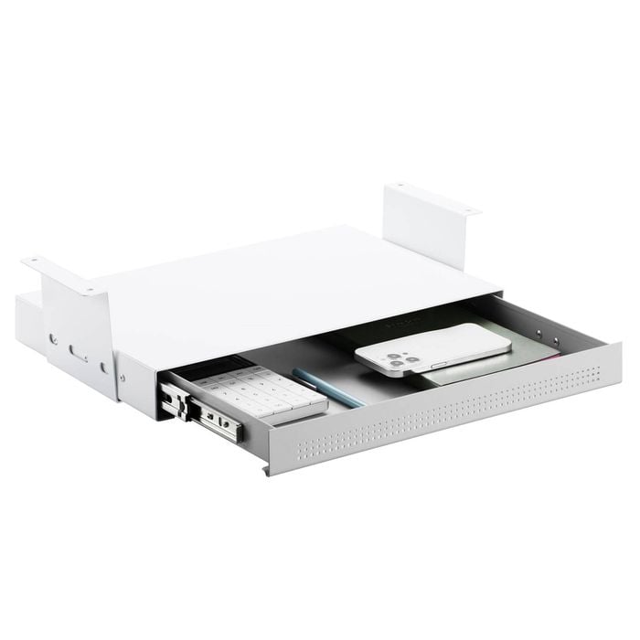 Desky Ultra Slim Under Desk Drawer - Book Gap / White