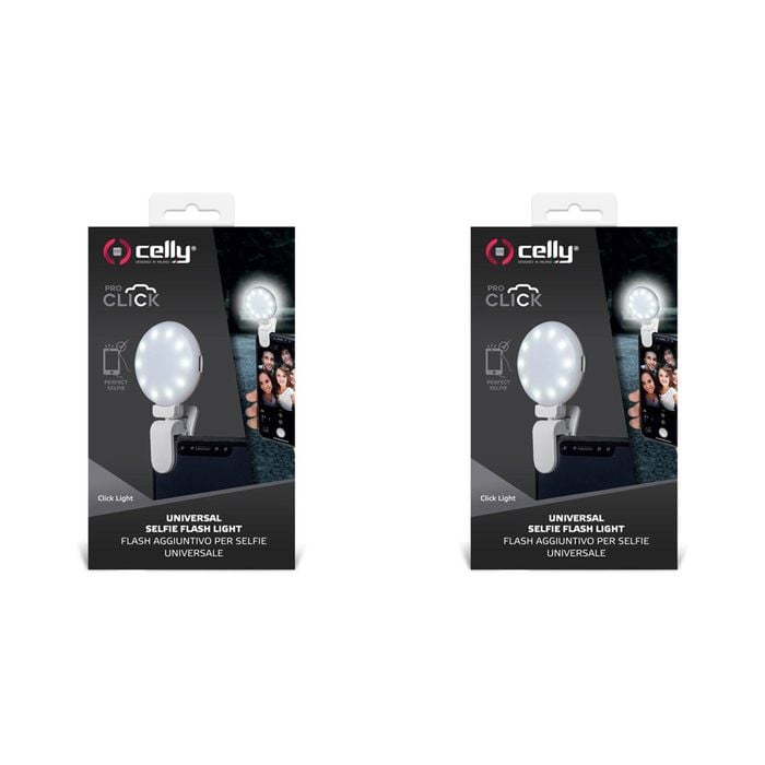 2PK Celly Click Universal Phone Selfie Light w/ 3 Tones White