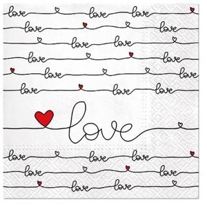 20pc Paw 3 Ply Lunch 33x33 cm Premium Paper Flexo Napcins - Love Connection
