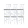 Laelia Tall Bar Chair Stool Set of 6 Solid Acacia Wood Coastal Furniture - White