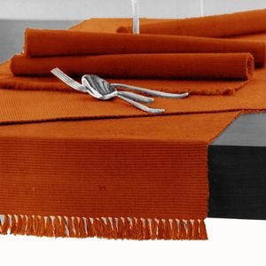 Hoydu Cotton Ribbed Table Runner 45cm x 150cm - Mandarin