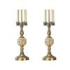 SOGA 2 Pack 47cm Glass and Metal Pillar Candle Holders