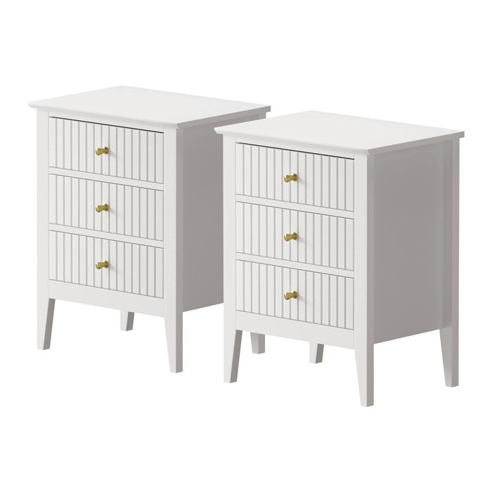 Oikiture Bedside Tables Set of 2 Nightstand White
