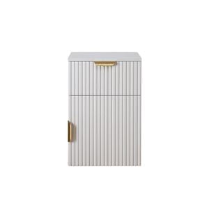European Cabinetry Fluted Pull Brass Porto Bedside Table White