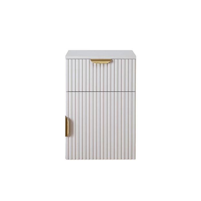 European Cabinetry Fluted Pull Brass Porto Bedside Table White