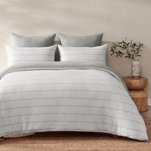 Dreamaker Jersey Luxe 100% Cotton Reversible Quilt Cover Set Silver Grey King Bed