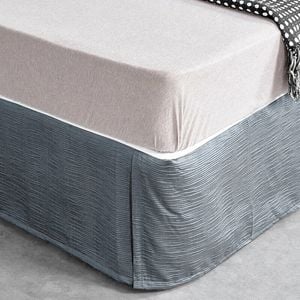 CottonMore Bed Skirt Valance Corrugated Seersucker Pattern Silver Grey - Single