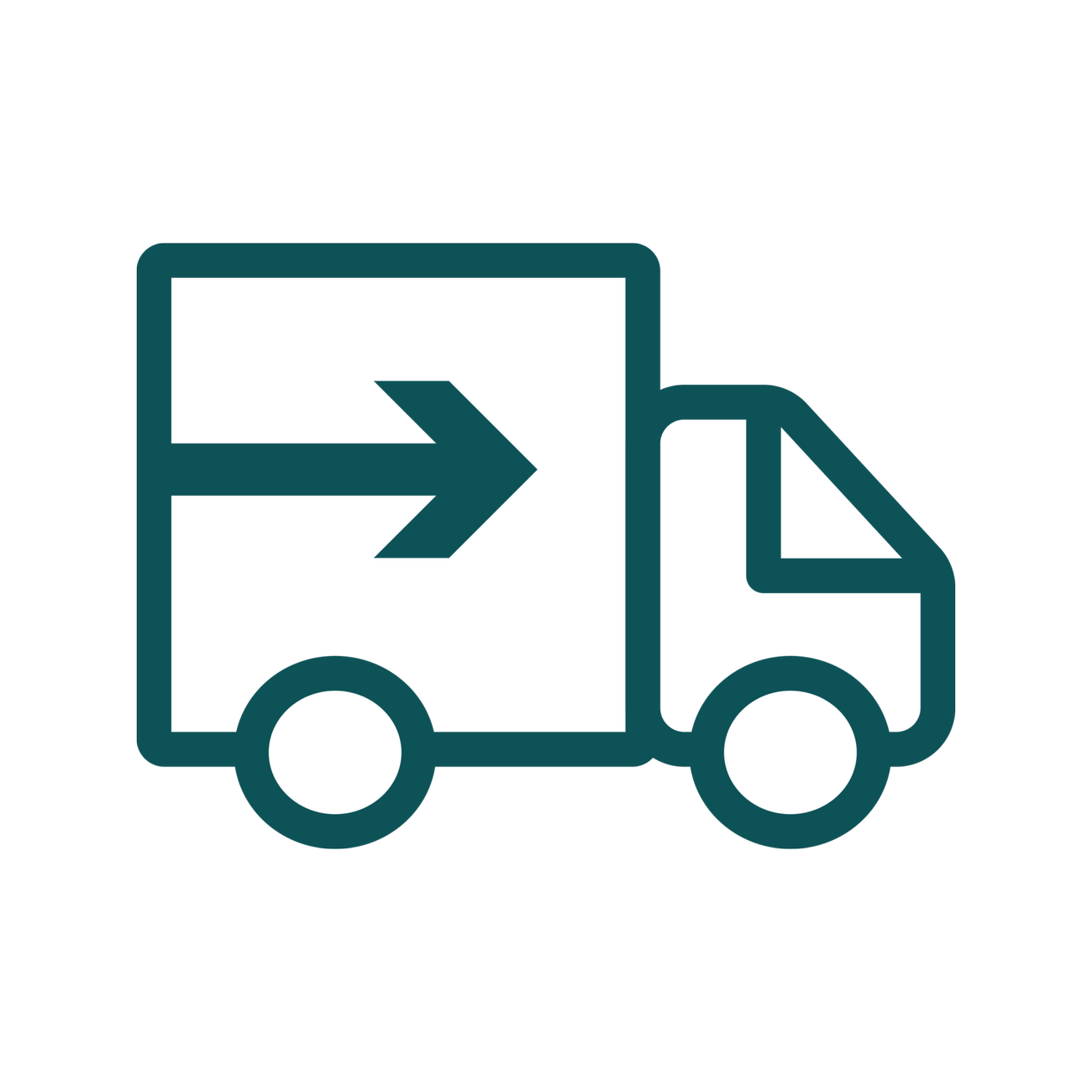 Green icon of a truck with arrow.