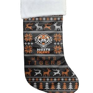 NRL Christmas Stocking - West Tigers - Sweater Print - XMAS