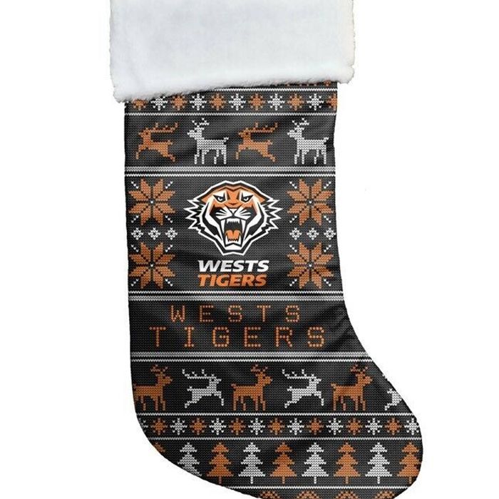 NRL Christmas Stocking - West Tigers - Sweater Print - XMAS