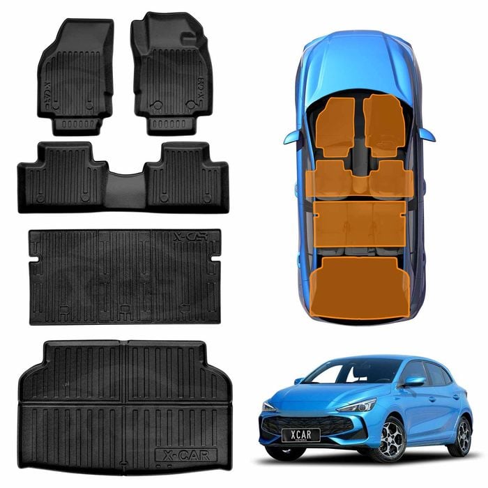 3D Floor Mats Boot Liner Set for MG 3 MG3 2024-Onwards Cargo Kick Mats Back Seat Protector Cover