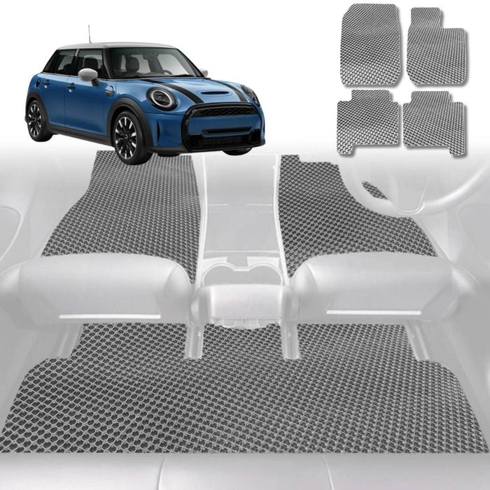 6D Diamond Car Floor Mats for MINI Cooper 5-Door Hatch (F55)2014-Current-Full Set-Grey-Outback GT