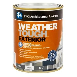 PPG Paints 1L White Gloss Weather Tough Exterior Paint